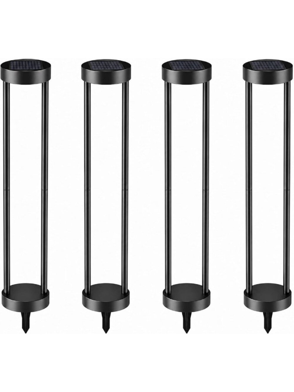 24-Inch Tall Metal Solar Pathway Lights - Outdoor Garden Decor, 4-Pack
